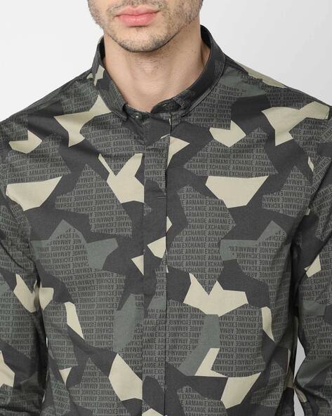 Camouflage Print Slim Fit Shirt