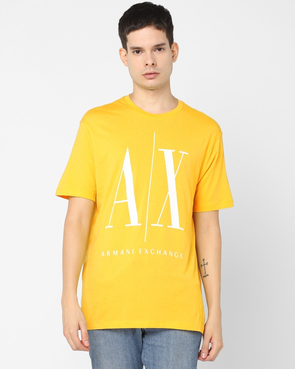 armani exchange yellow t shirt