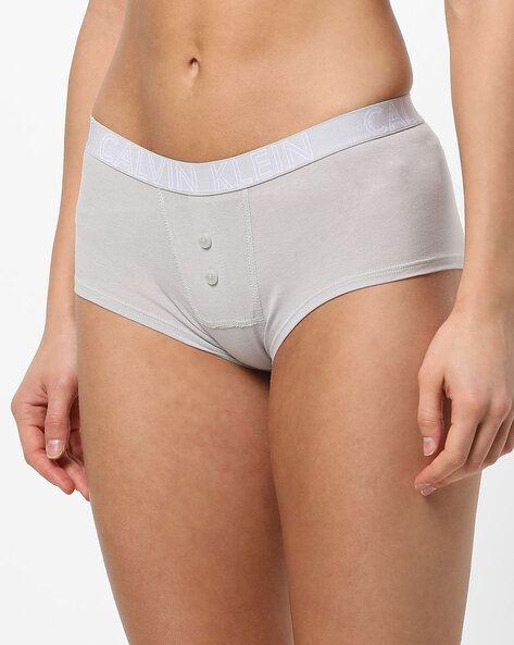 Mid-Rise Boyshorts with Button Closure