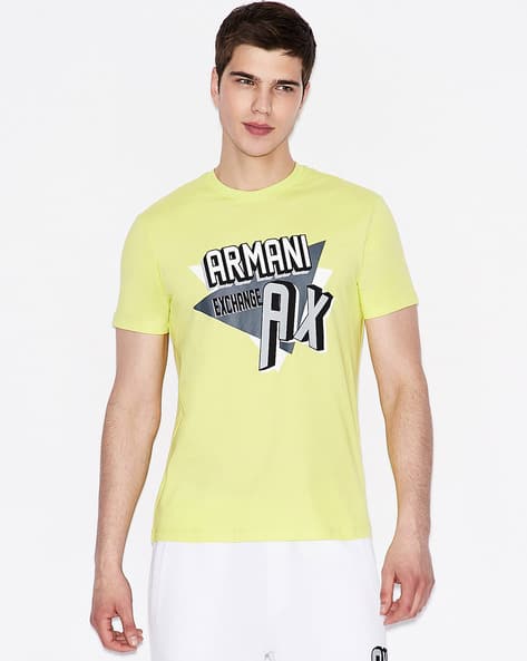 black and yellow armani exchange shirt