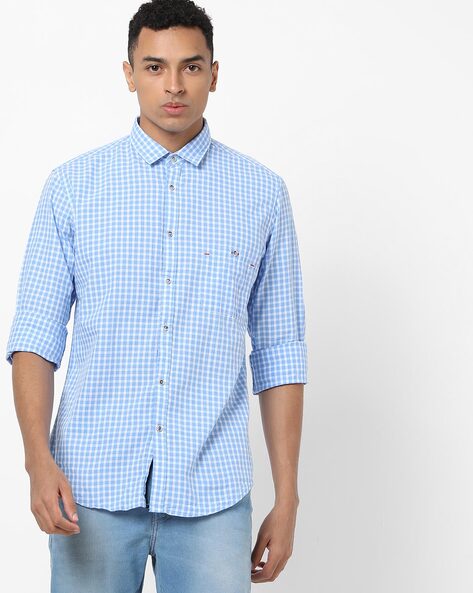 Louis Philippe Sport Men Checkered Casual Blue Shirt - Buy Louis Philippe  Sport Men Checkered Casual Blue Shirt Online at Best Prices in India