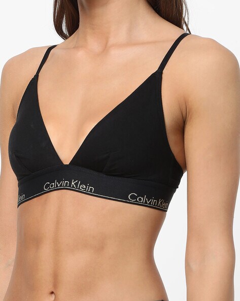 Calvin Klein CALVIN KLEIN PERFORMANCE Intimates Black Reversible Logo Band  Medium Impact Sports Bra Plus 2X