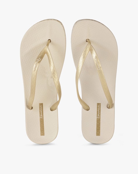 Women Metallic Thong Strap Flip Flops