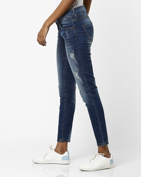 Washed & Distressed Slim Fit Jeans (Image - 3)