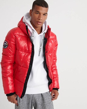 puffer bomber jacket with hood