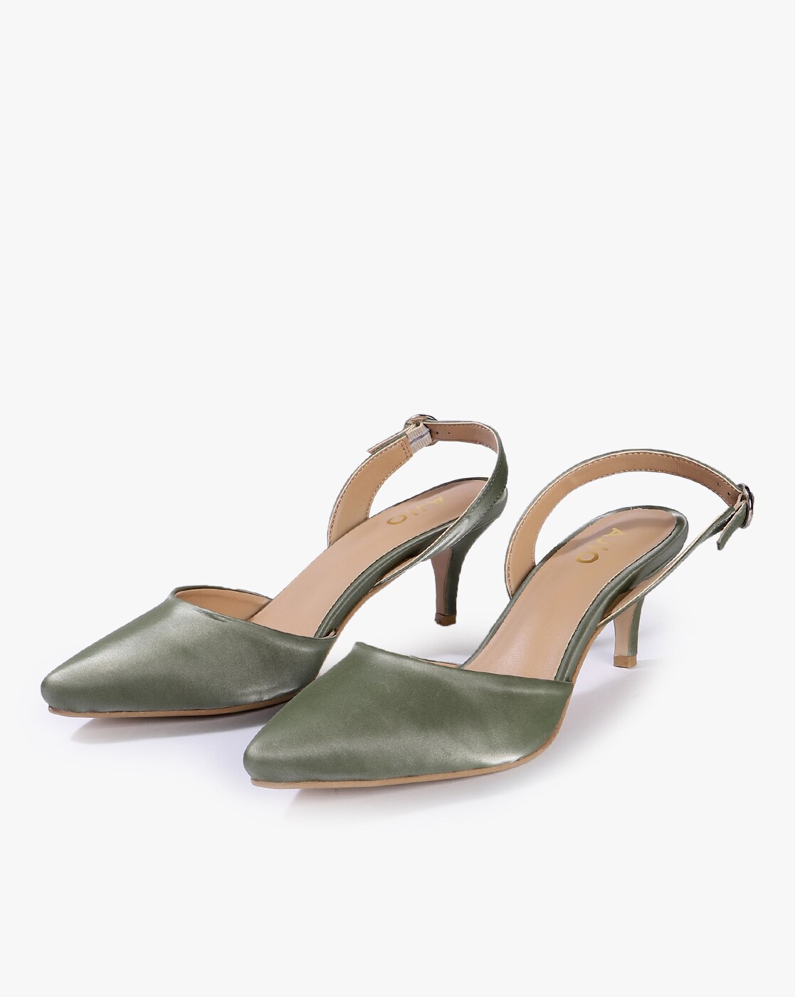 green slingback heels