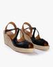 Women Basket Weave Black Wedges