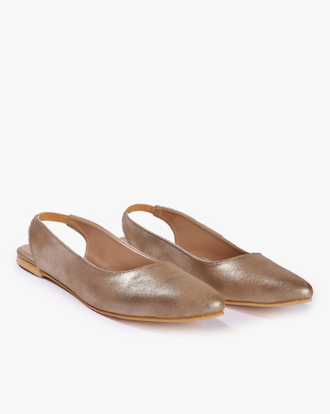 Gold Flat Shoes for Women by Sanhose 