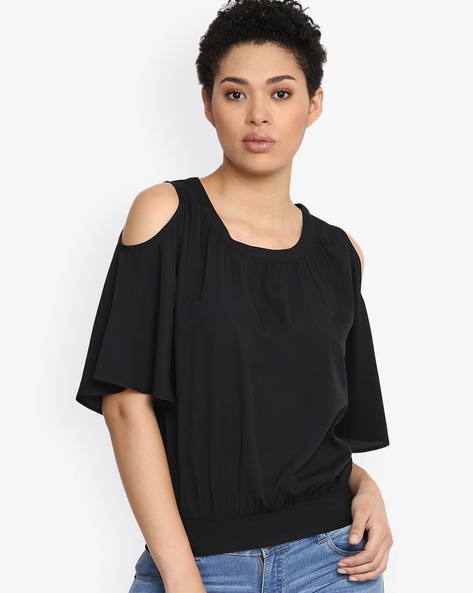 Womens black discount cold shoulder top