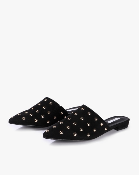 Black studded best sale mules flat