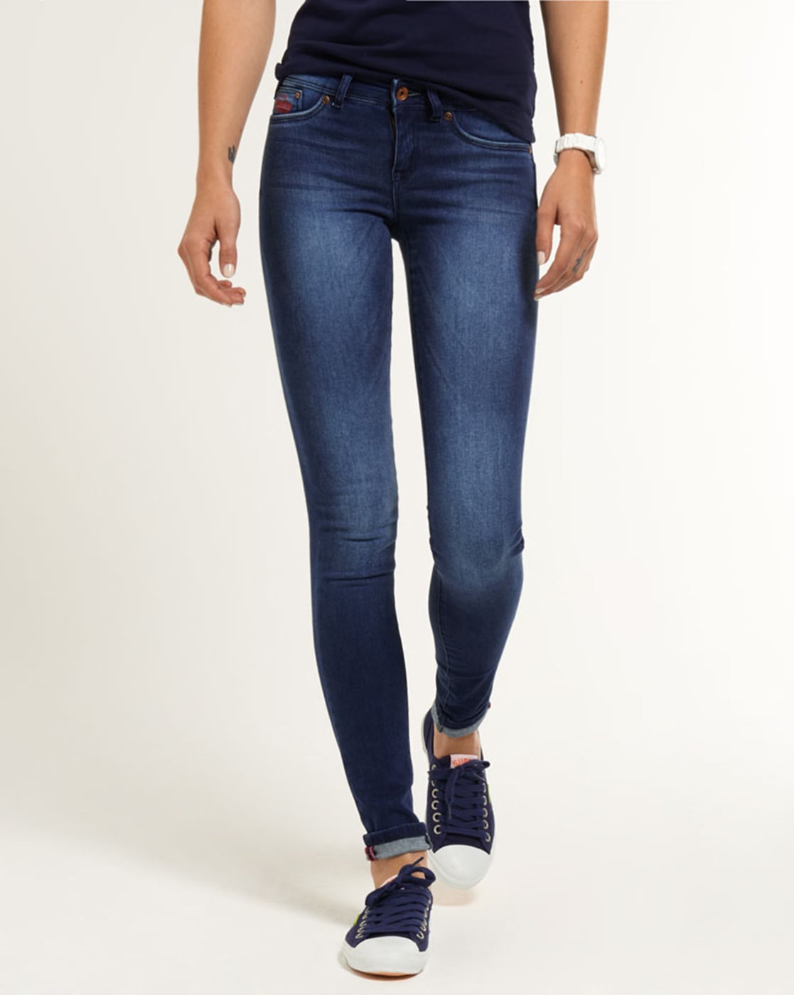 Heavily Washed High-Rise Straight Fit Jeans