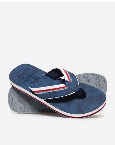 Roller Brand Print Thong Strap Flip Flops