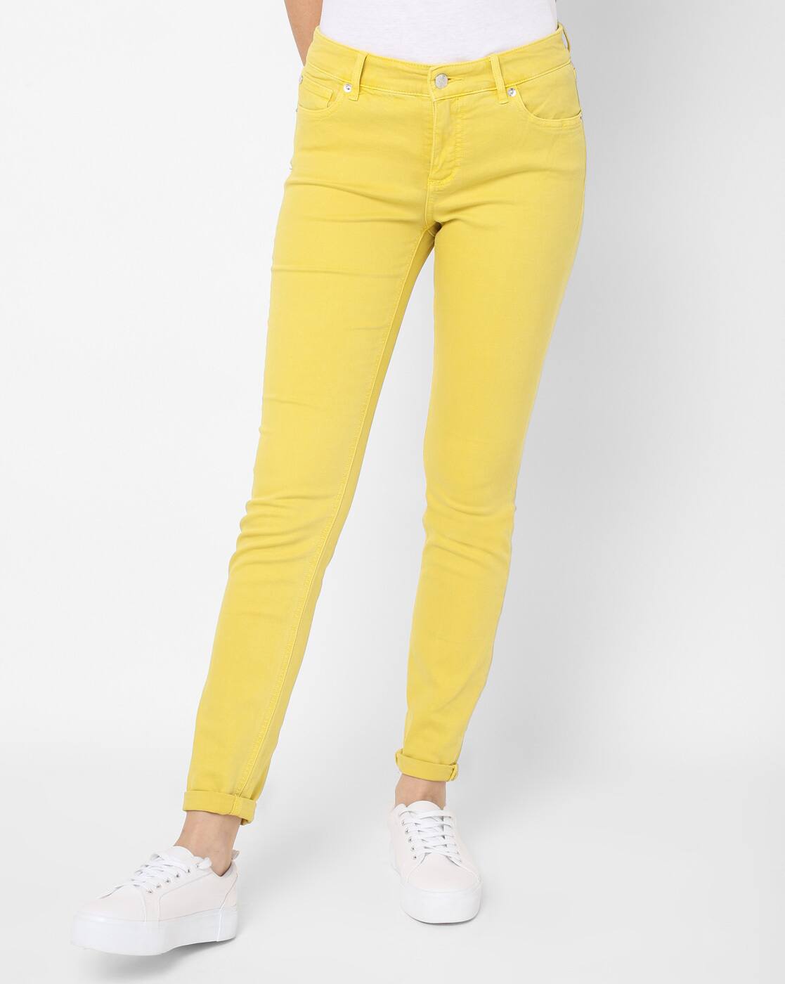 yellow jeans women