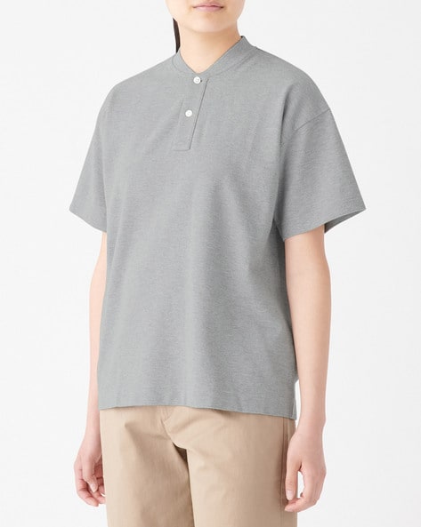 Cotton Collarless Polo Shirt