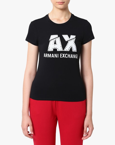 At accelerere forkorte blad Buy Black Tshirts for Women by ARMANI EXCHANGE Online | Ajio.com