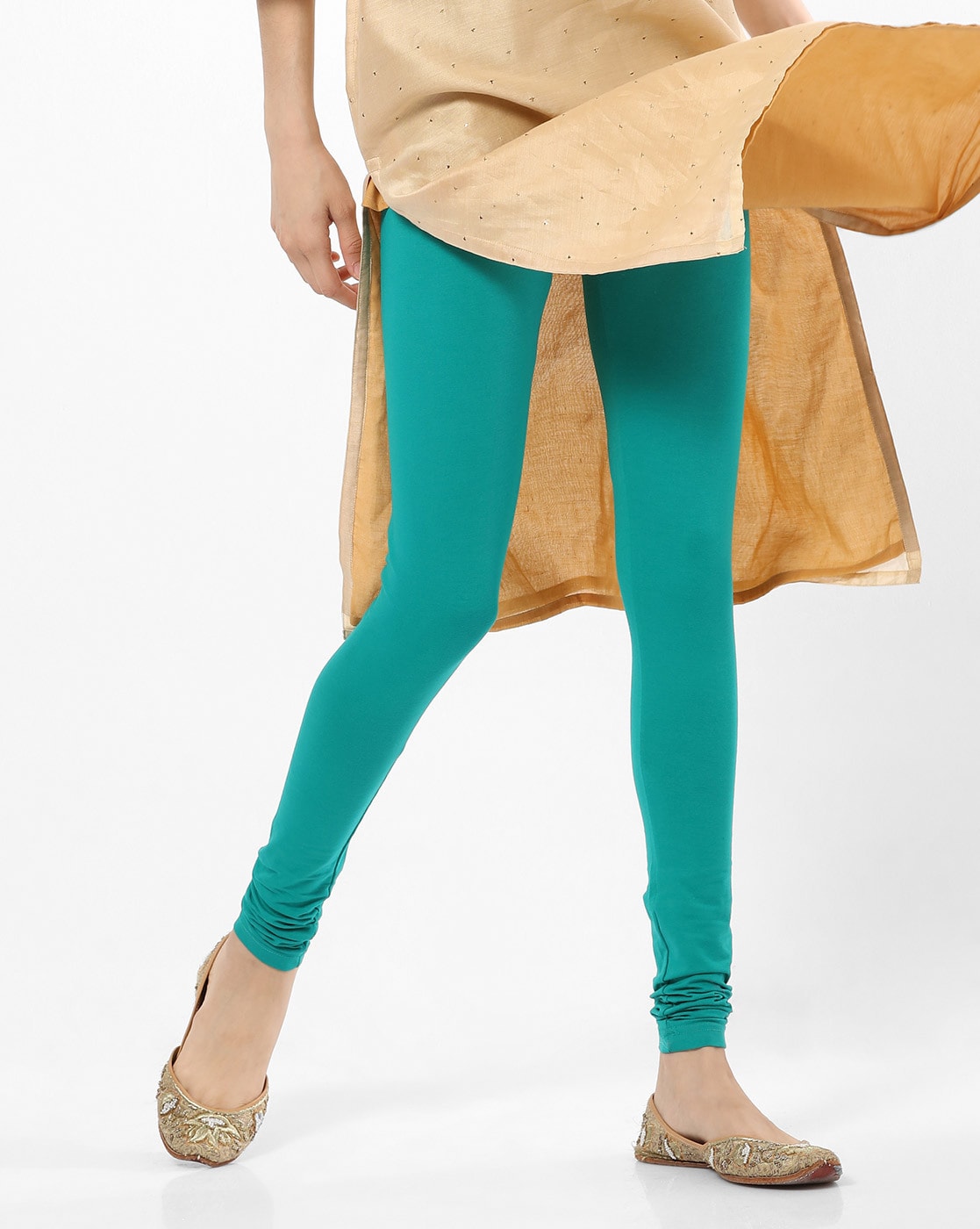 Buy Peacock Green Leggings For Women By Go Colors Online Ajio Com
