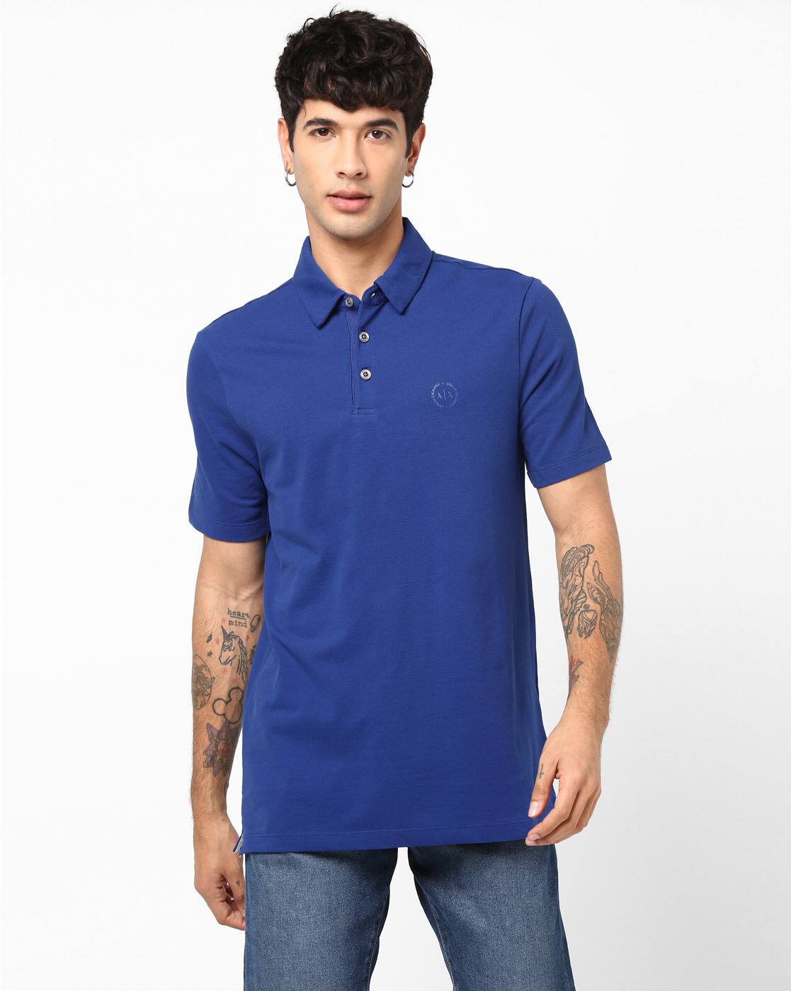 royal blue armani exchange shirt