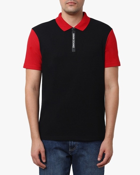 black and red armani exchange shirt