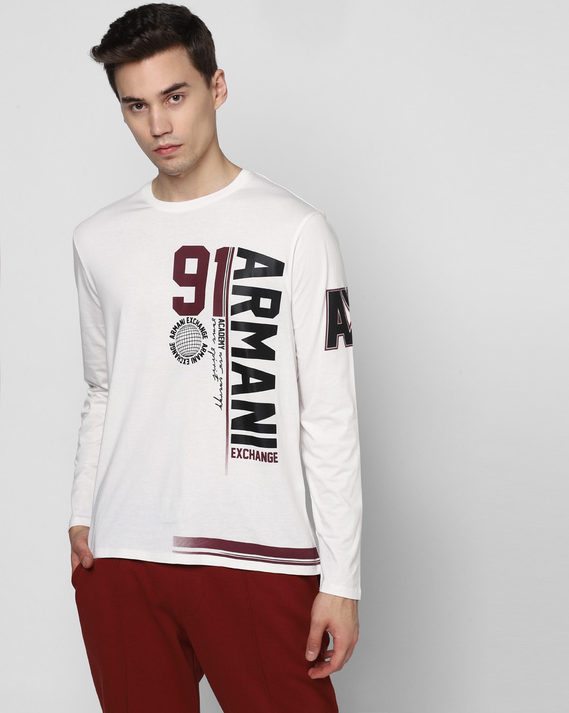 Armani long sleeve on sale t shirt white