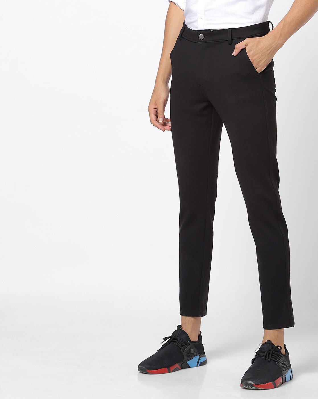 Smarty Pants women's cotton lycra ankle length straight fit mouse color  formal trouser