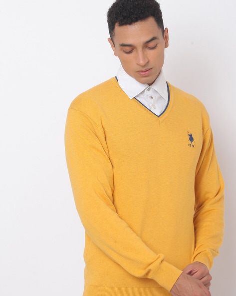 Yellow polo sale v neck