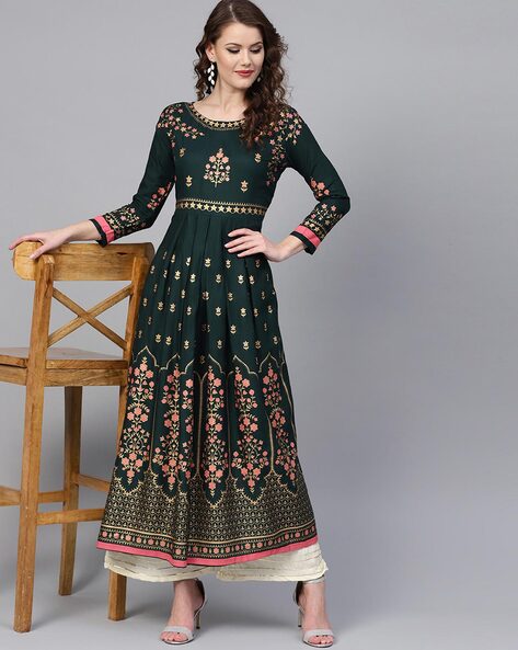 Floral Print Anarkali Kurta