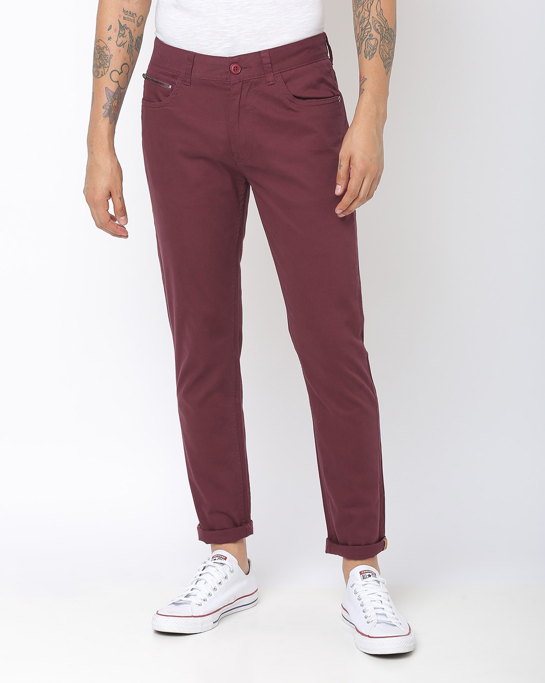 burgundy skinny chinos