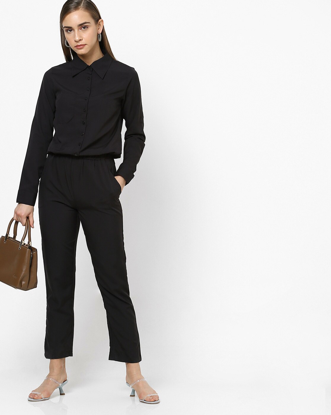 shirt collar jumpsuit