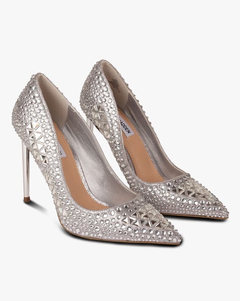 Neri Silver Rhinestone Knotted High Heel Sandals | High heel sandals, Sandals  heels, Trendy block heels
