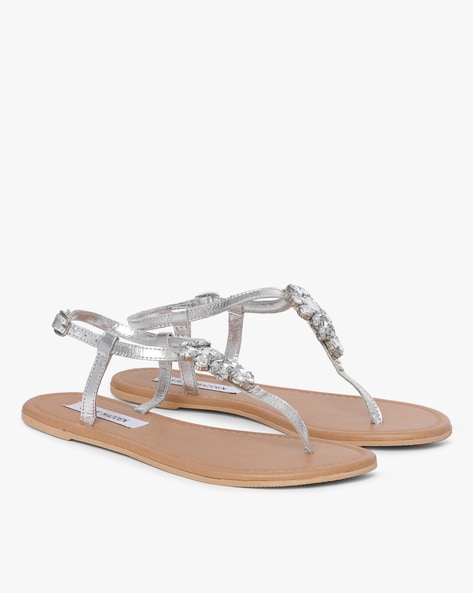 Buy Silver Flat Sandals for Women by 