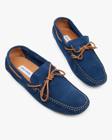 blue suede boat shoes