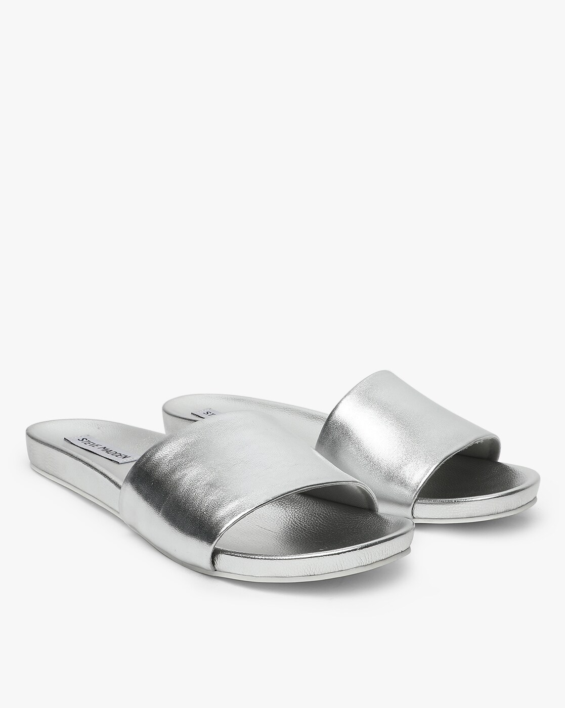 steve madden silver slides