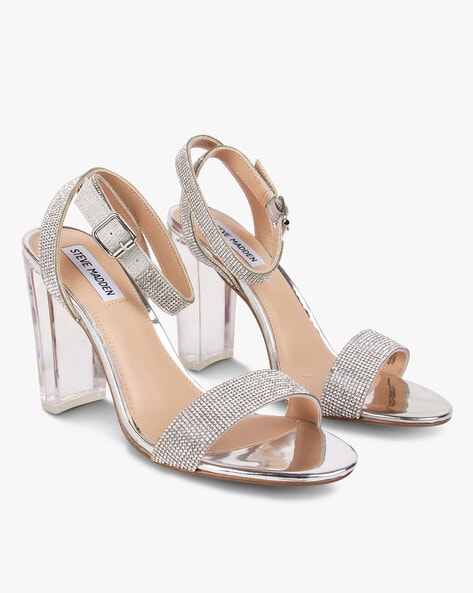 Buy Silver Heeled Sandals for Women by 