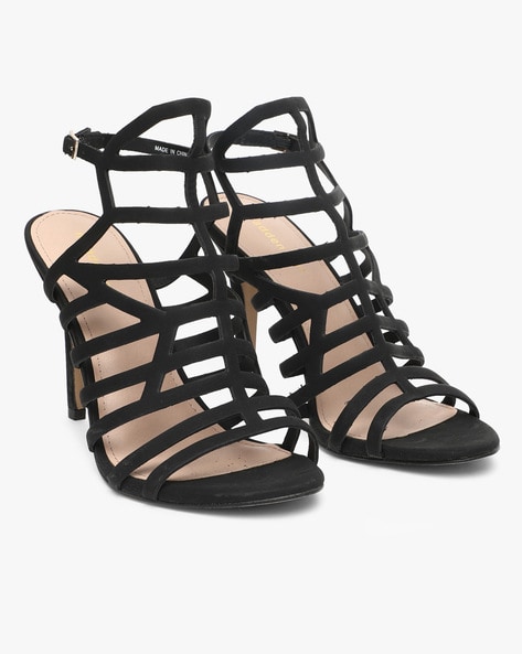 black strappy heels cheap