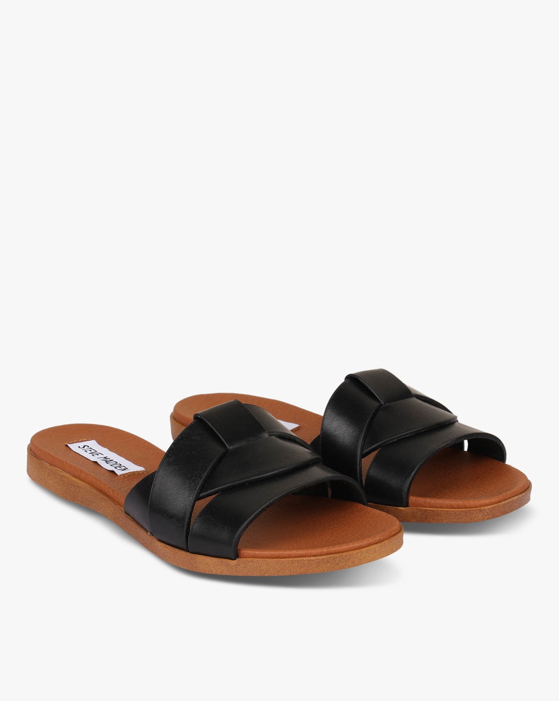 steve madden flat sandals black