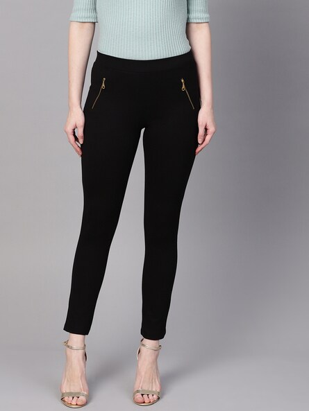 Ankle Length Jeggings with Chain Detail