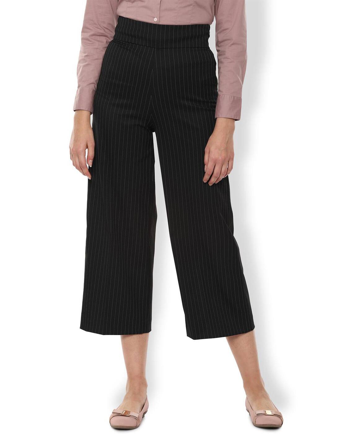 striped high rise pants