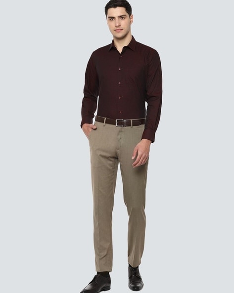 Buy US Polo Assn Khaki Slim Fit Flat Front Trousers for Mens Online   Tata CLiQ