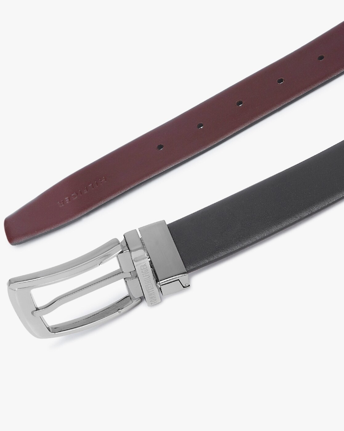 Reversible belt in burgundy leather and burgundy nubuck - Clint