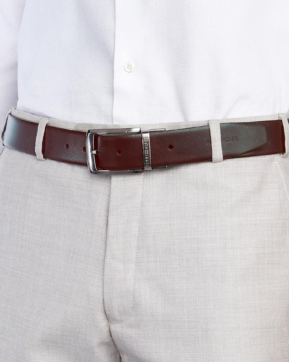 Reversible belt in burgundy leather and burgundy nubuck - Clint