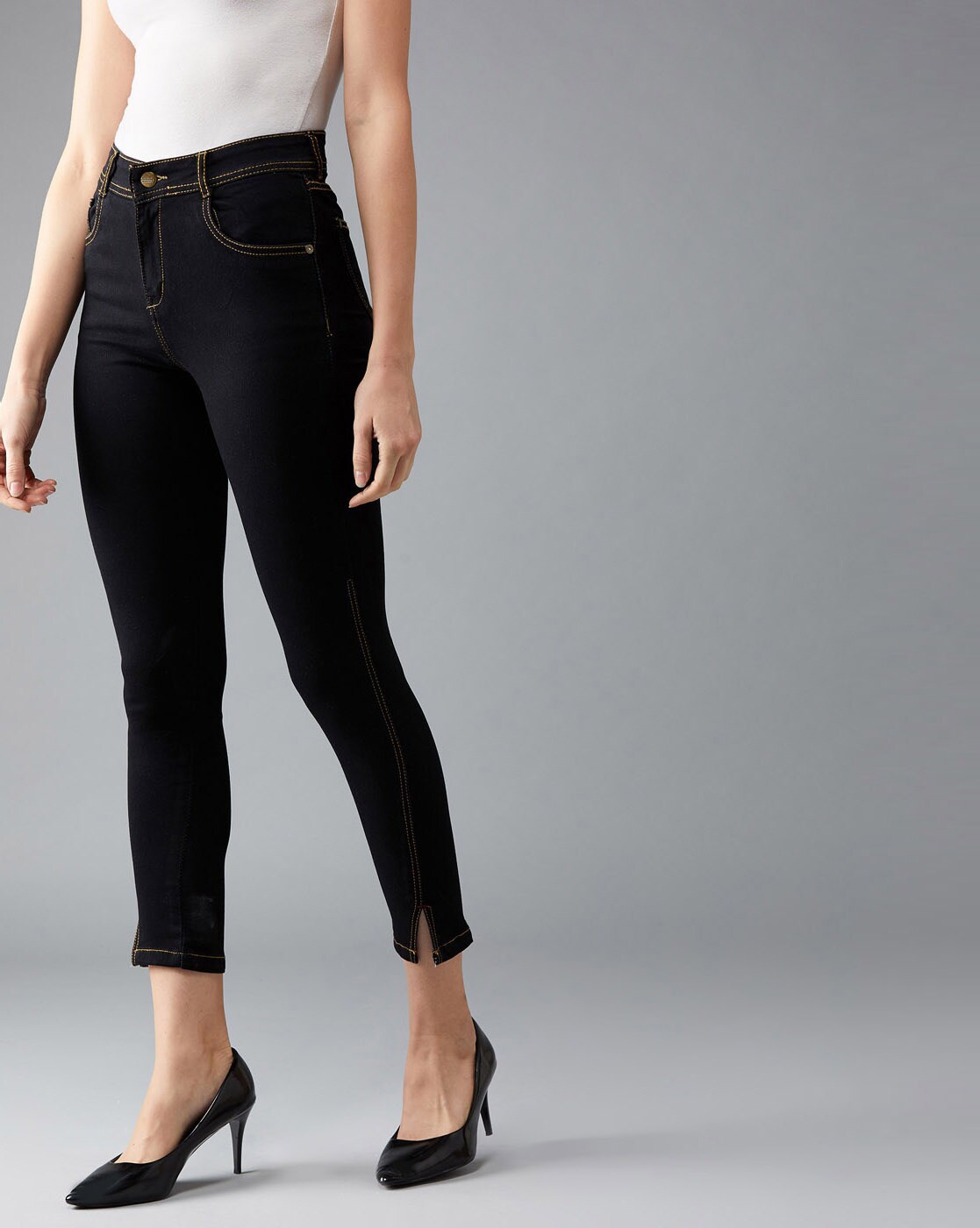 black jeans with slits