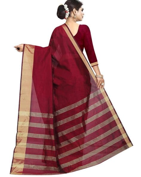 Saree with Contrast Border (Image - 3)