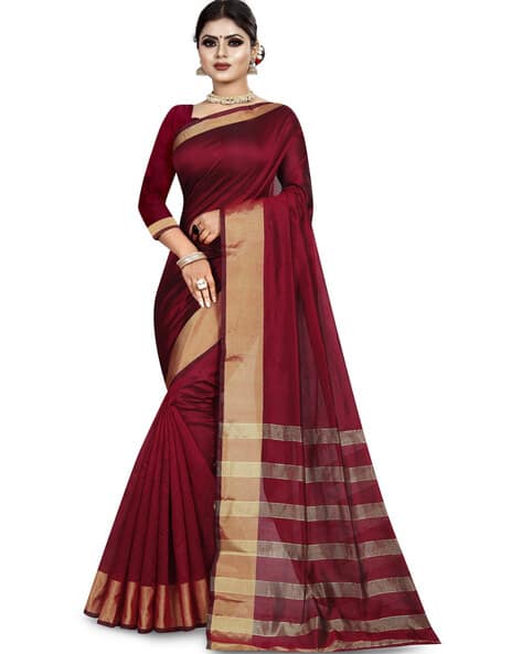 Saree with Contrast Border (Image - 2)