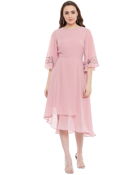 Madame Women Pink Flared Dress | Pink | 179090