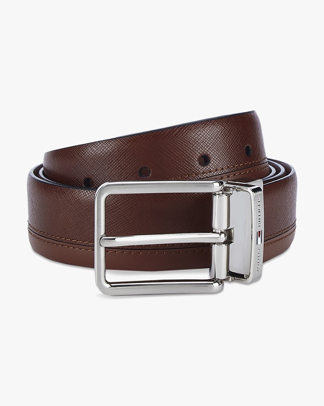 Tommy Hilfiger Men's Leather Belt (Th/Fishernrev03Xl_Brown_80 cm) : .in:  Fashion