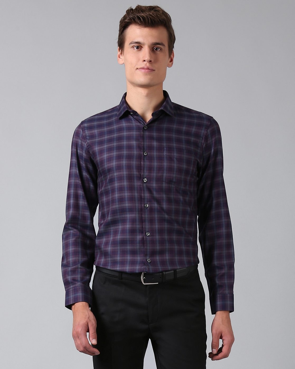 WOOL CHECK SHIRT PURPLE subculture - シャツ