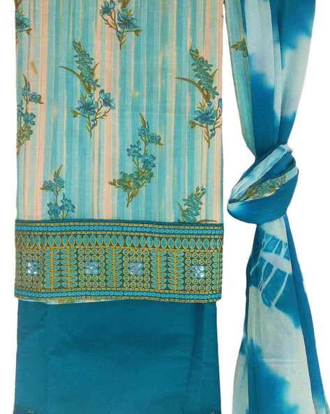 Printed 3-piece Dress Material with Embroidery Price in India
