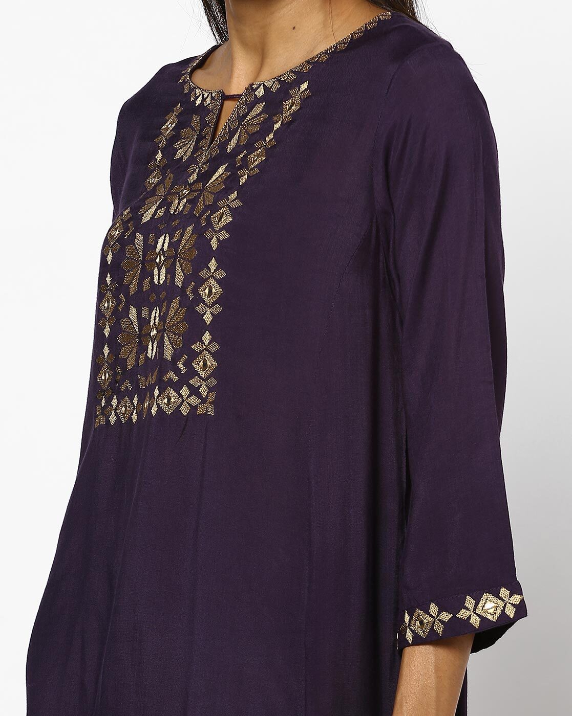 Buy Lilac Solid Embroidered Straight Top Online at Best Price at Global  Desi- SS23GA014TPRYS