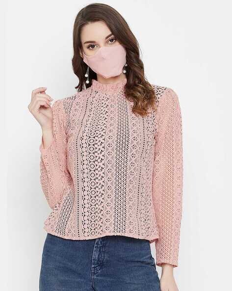 Lace Pattern Blouson Top