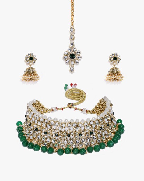 Kundan Necklace Set with Beads
